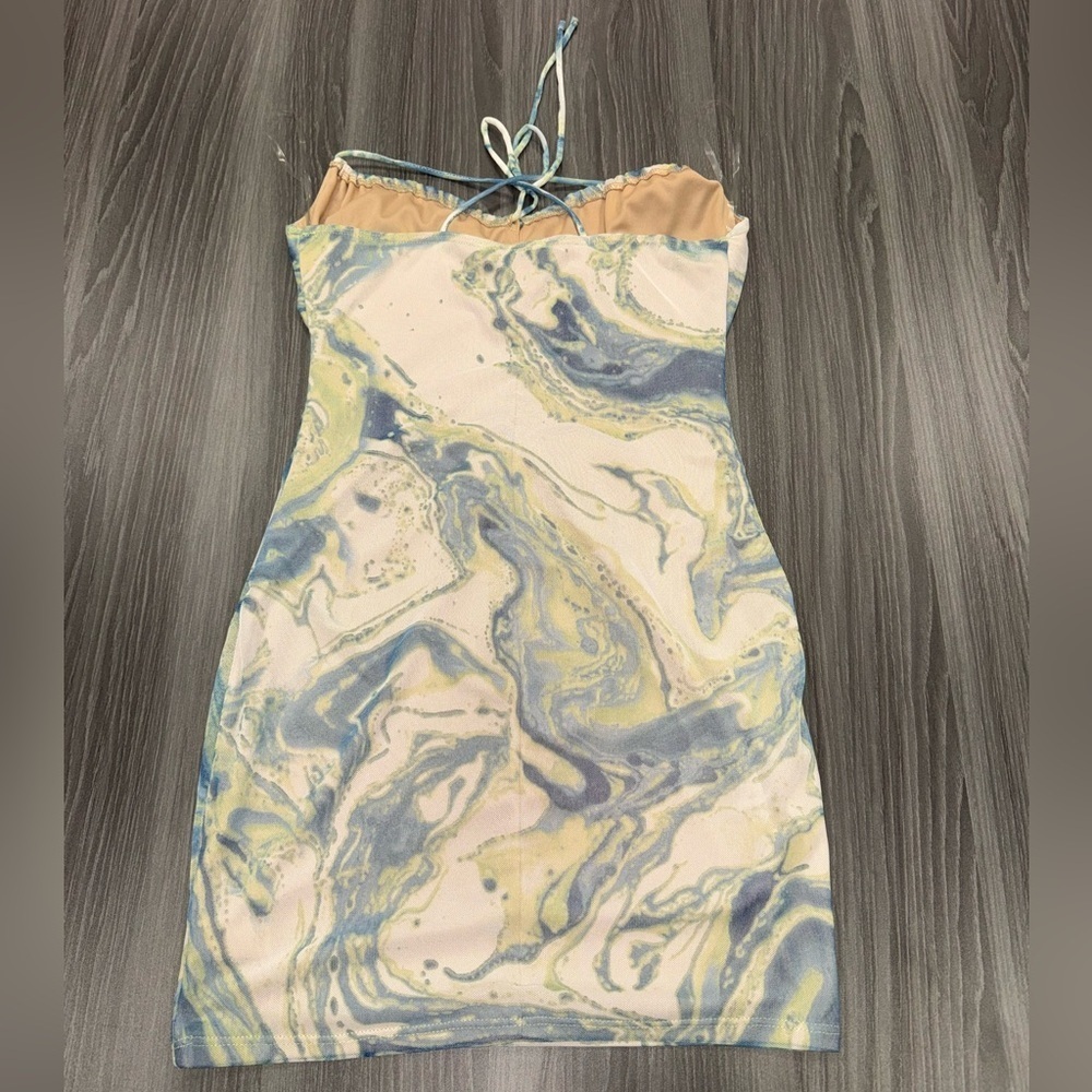 Blue Blush Mini Dress Women’s Size Medium Criss Cross Tie Back - Picture 4 of 8